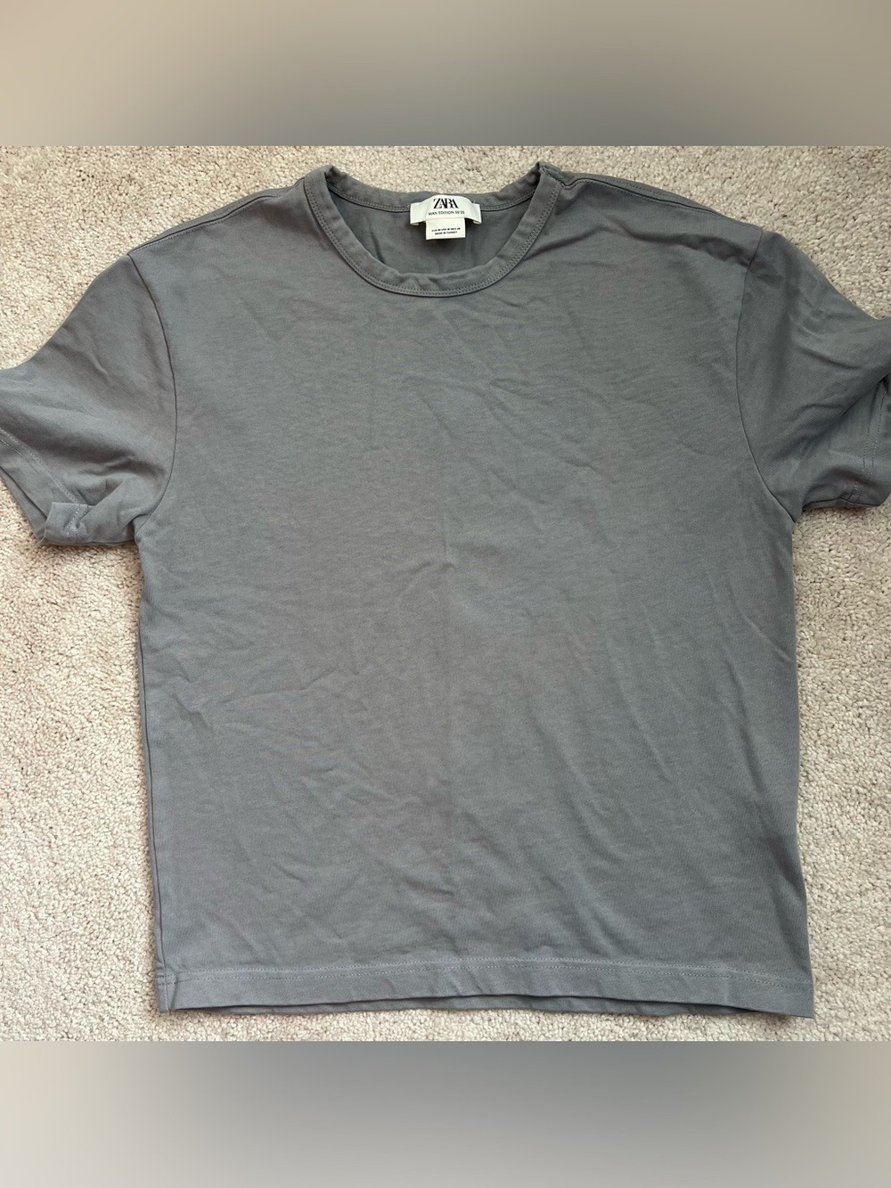 Zara Men’s Short Sleeve Crew Neck T-Shirt in Slate Gray